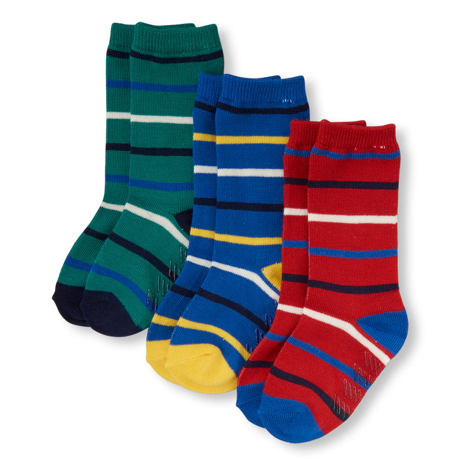 Discounts Toddler Boys Striped Crew Socks 3-Pack