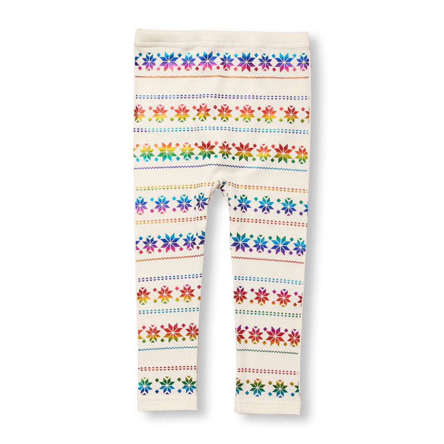 Best Toddler Girls Rainbow Foil Fair Isle Print Cozy Fleece-Lined Leggings