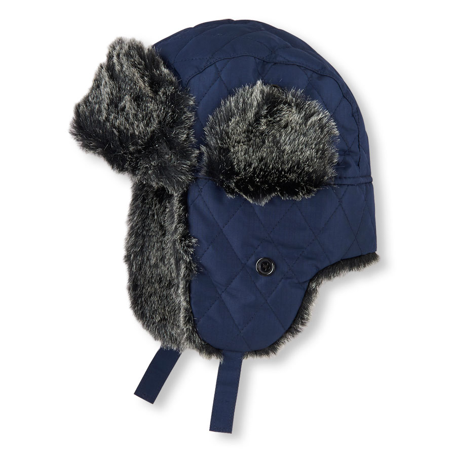 Top Boys Faux Fur-Lined Quilted Trapper Hat