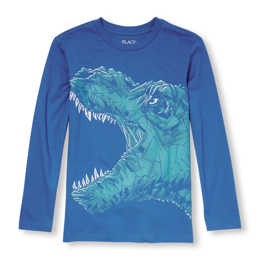 Cheap Boys Long Sleeve T-Rex Head Graphic Tee
