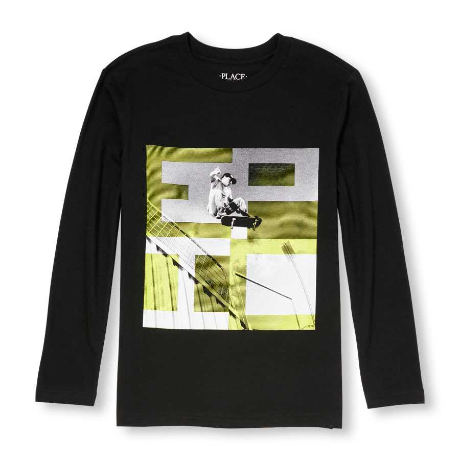 Best Boys Long Sleeve Epic Photo-Real Skateboarder Graphic Tee