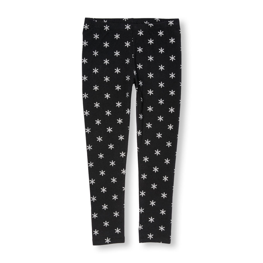 Promos Girls Glitter Snowflake Print Leggings