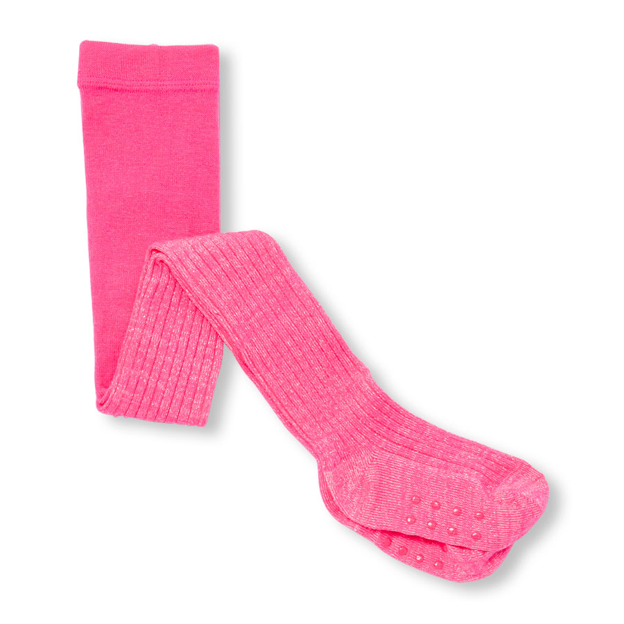 Top Toddler Girls Metallic Threaded Neon Rib-Knit Tights