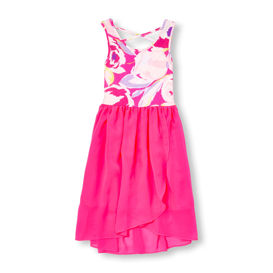 Girls Sleeveless Floral Print CrossBack Tulip Dress The Children's Place