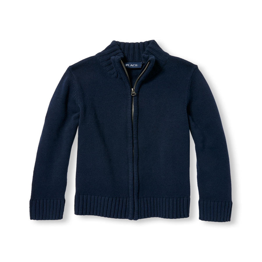 Boys Uniform Long Sleeve Mock Neck Zip Sweater The Children's Place