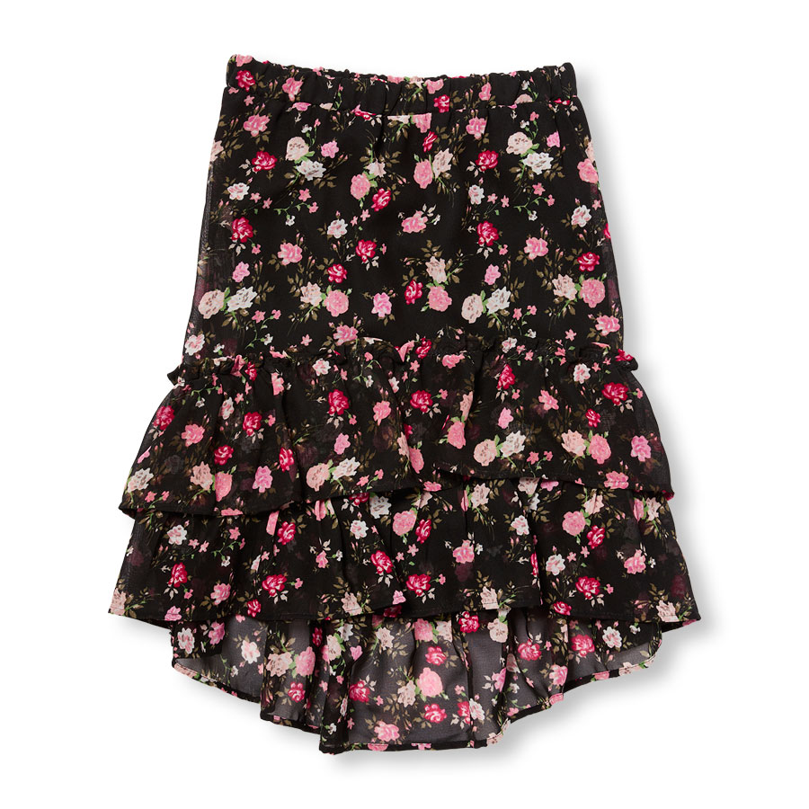 Girls Floral Print Ruffle HiLow Skirt The Children's Place