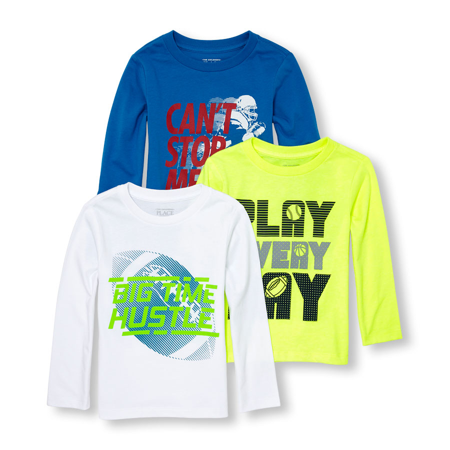 Boys Long Sleeve Sports Graphic Tee 3Pack The Children's Place