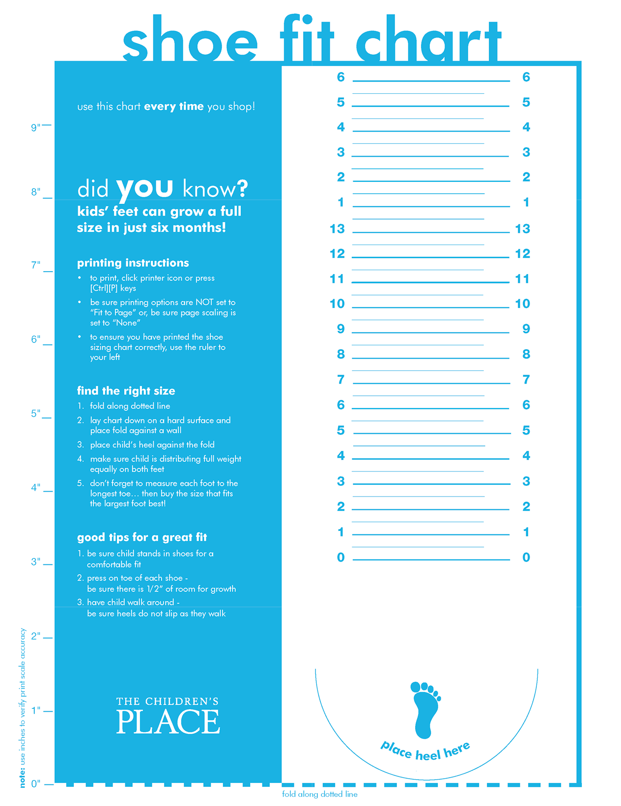 Anderson Childrens Size Chart