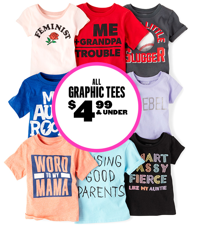 All Graphic Tees $4.99 and under 