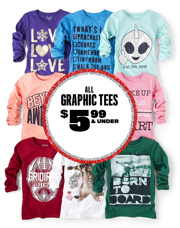 All Graphic Tees $4.99 and under 