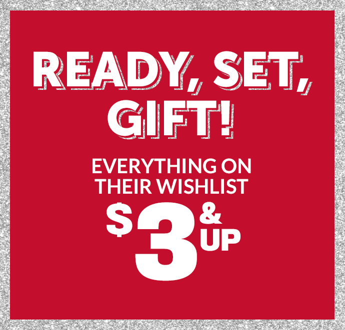READY, SET, GIFT! 50% OFF EVERYTHING ON THIER WISHLIST BANNER
