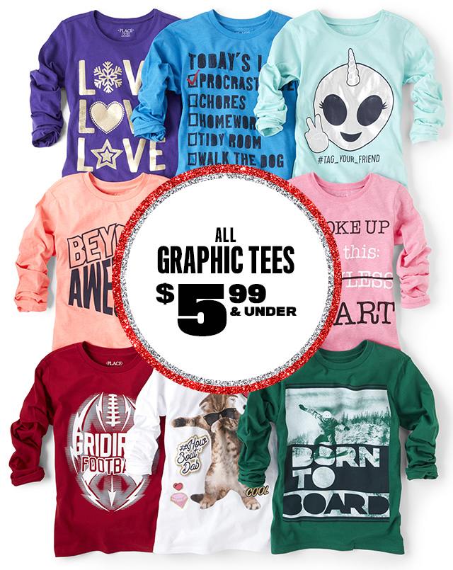 All Graphic Tees $5.99 and under 