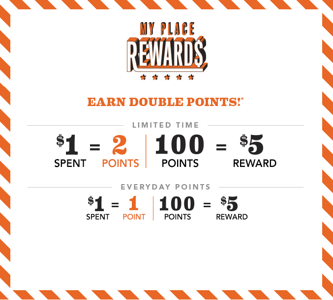 2x The My Place Rewards Points**