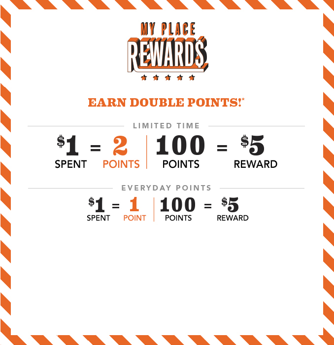 2x The My Place Rewards Points**