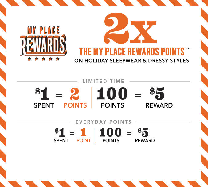 2x The My Place Rewards Points**