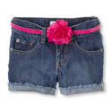 flower belt denim shorts