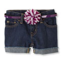 flower belt denim shorts
