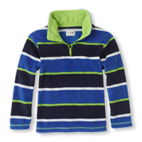 striped microfleece half-zip pullover