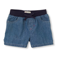 denim knit-waist shorts