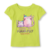 Short Sleeve Cats 'Sisters Are Purrr-fect Together' Graphic Tee