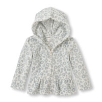 Toddler Girls Long Sleeve Leopard Print Full-Zip Peplum Hoodie