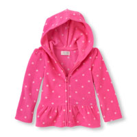 Toddler Girls Long Sleeve Dot Print Full-Zip Peplum Hoodie