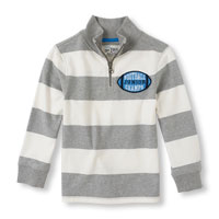 Long Sleeve Striped Mock Zip Pullover