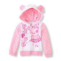 Long Sleeve Peppa the Pig Full-Zip Hooded Sweatshirt