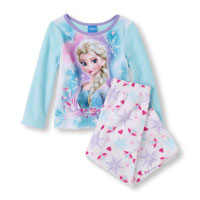 Long Sleeve Frozen Elsa Top & Printed Pants PJ Set