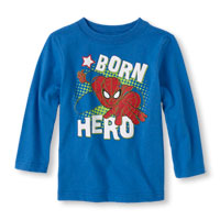 Long Sleeve Spiderman 'Born Hero' Graphic Tee