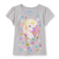 Toddler Girl's Short Sleeve Frozen Elsa Glitter Graphic Tee
