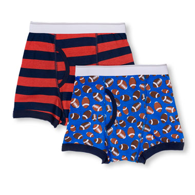Boys Striped And Football Print Boxer Briefs 2-Pack