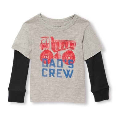 Toddler Boys Long Sleeve Graphic Faux-Layered Top