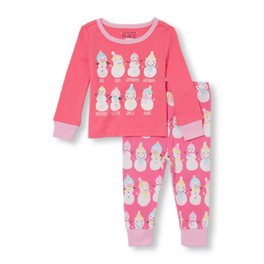 Baby And Toddler Girls Long Sleeve Snowman Family Top And Print Pants ...