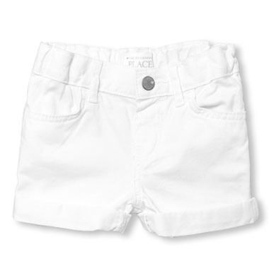 Toddler Girls White Rolled-Cuff Woven Shorts