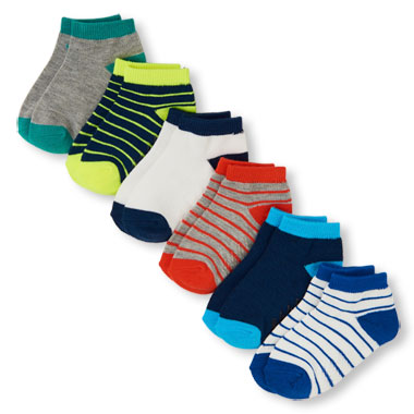 Toddler Boys Skinny Stripe And Solid Ankle Sock 6-Pack