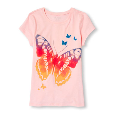 Girls Short Sleeve Butterfly Graphic Tee