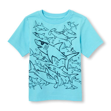 Toddler Boys Short Sleeve Cool Sharks Graphic Tee