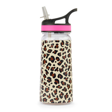 Girls Leopard Print Water Bottle