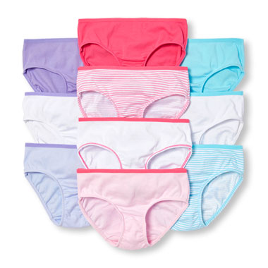 Girls Solid And Striped Briefs 10-Pack