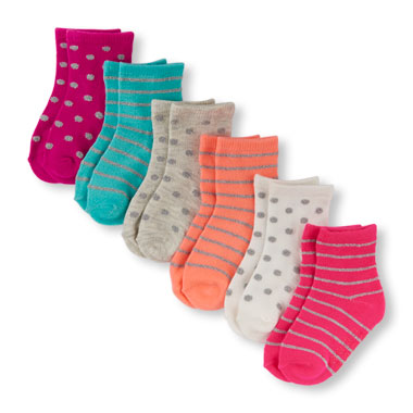 Toddler Girls Shimmer Stripe Midi Socks 6-Pack