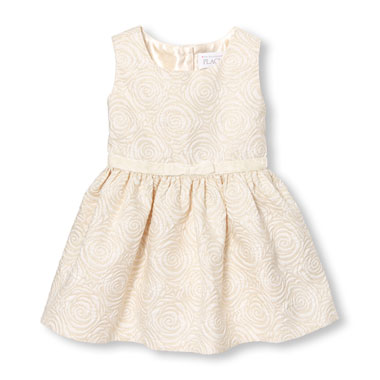 Toddler Girls Sleeveless Shimmer Rose Jacquard Dress