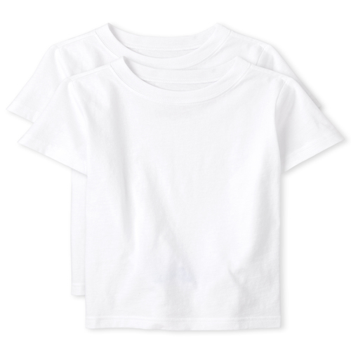Boys Boys Short Sleeve Solid Crew Neck Undershirt 2-Pack - White - The Children's Place