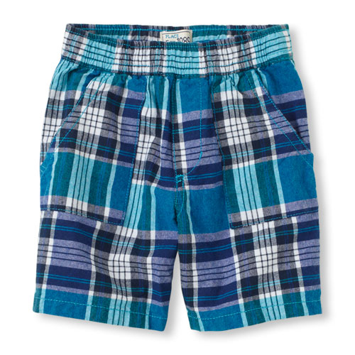 pull-on plaid shorts