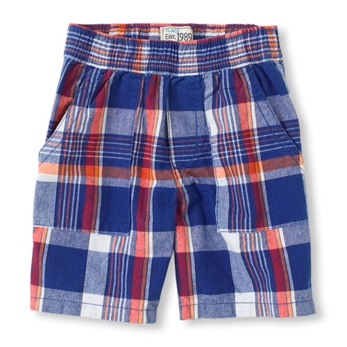 pull-on plaid shorts