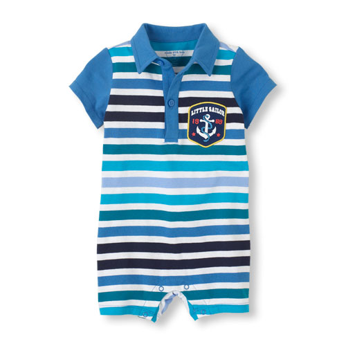 striped polo romper