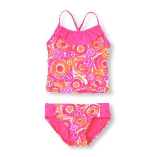 ruffle peace sign tankini