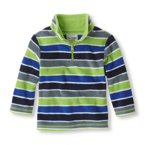 striped half-zip microfleece top
