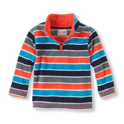 striped half-zip microfleece top