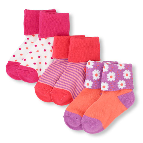 multi print cuffed socks 3-pack